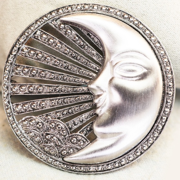 Tona Crescent Moon in Marcasite & Brushed Silver - Picture 9 of 13